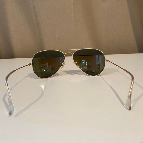Ray-Ban Aviator Sunglasses Blue‎ Mirror Lens Gold Frame Made in Italy with case - Picture 8 of 16